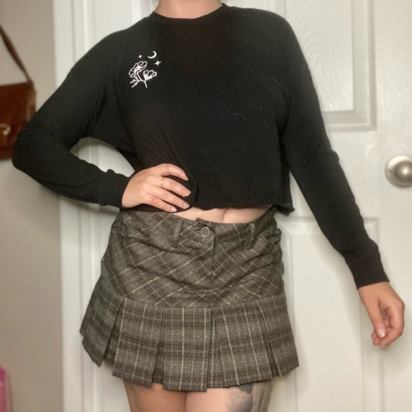 Whimsygoth Fairygrunge Black White Celestial Sun Moon Print Cropped Long Sleeve - Picture 3 of 8